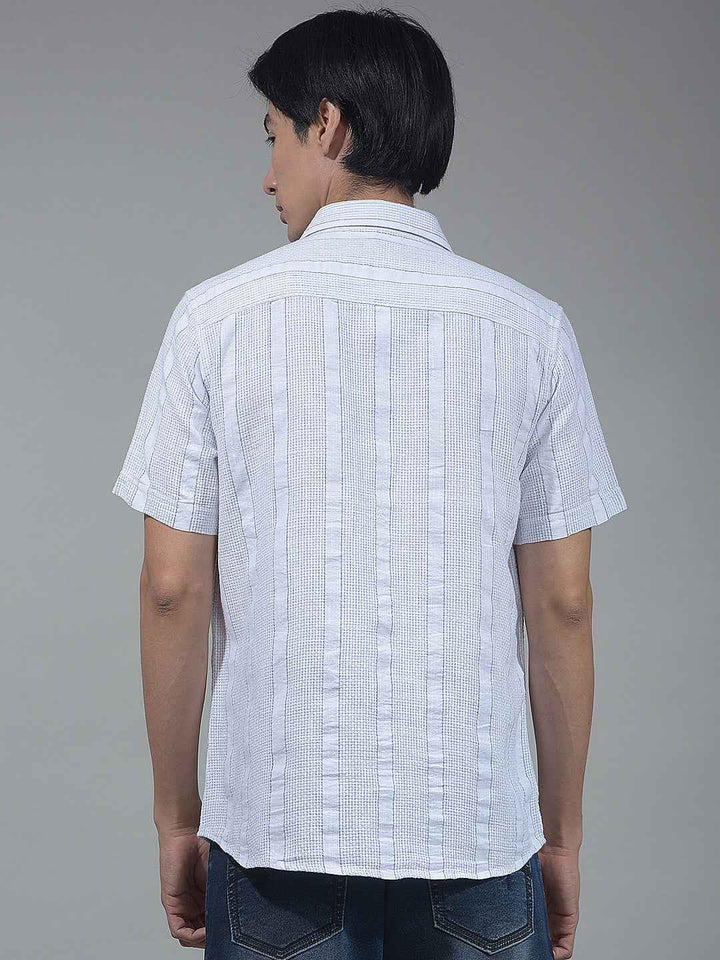 White Vertical Striped 100% Cotton Shirt