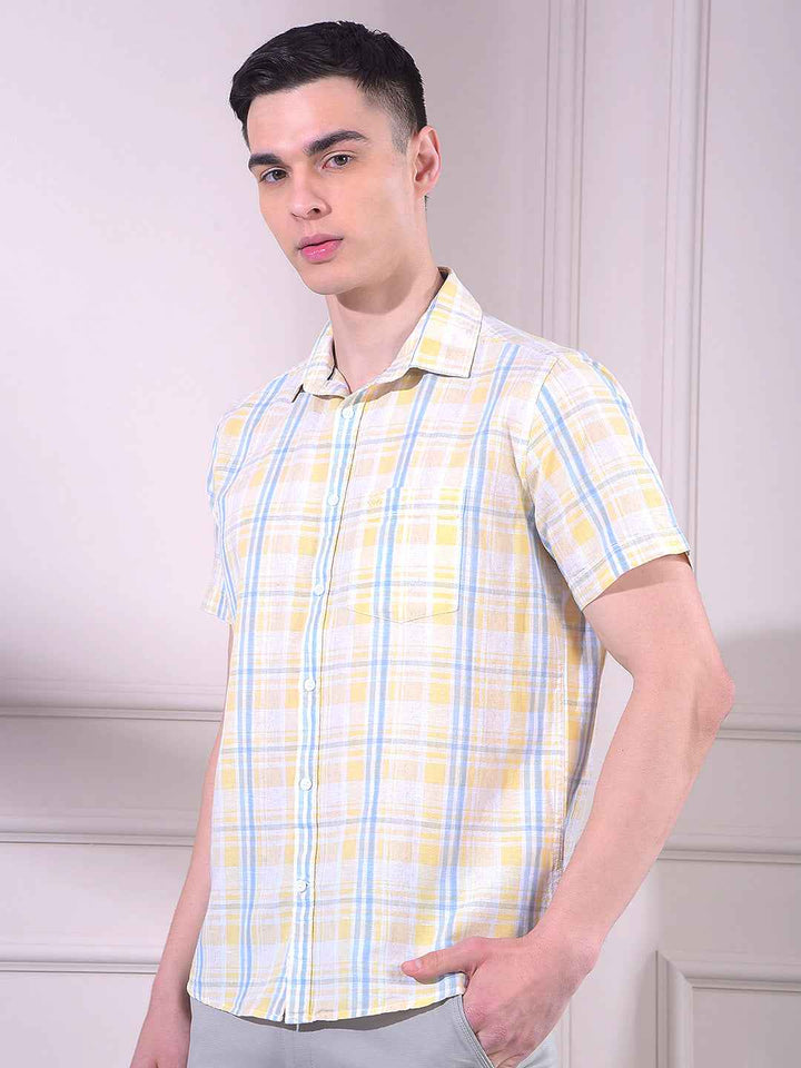Yellow Linen Checked Shirt