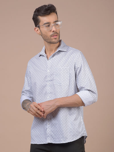 White Printed 100% Cotton Shirt