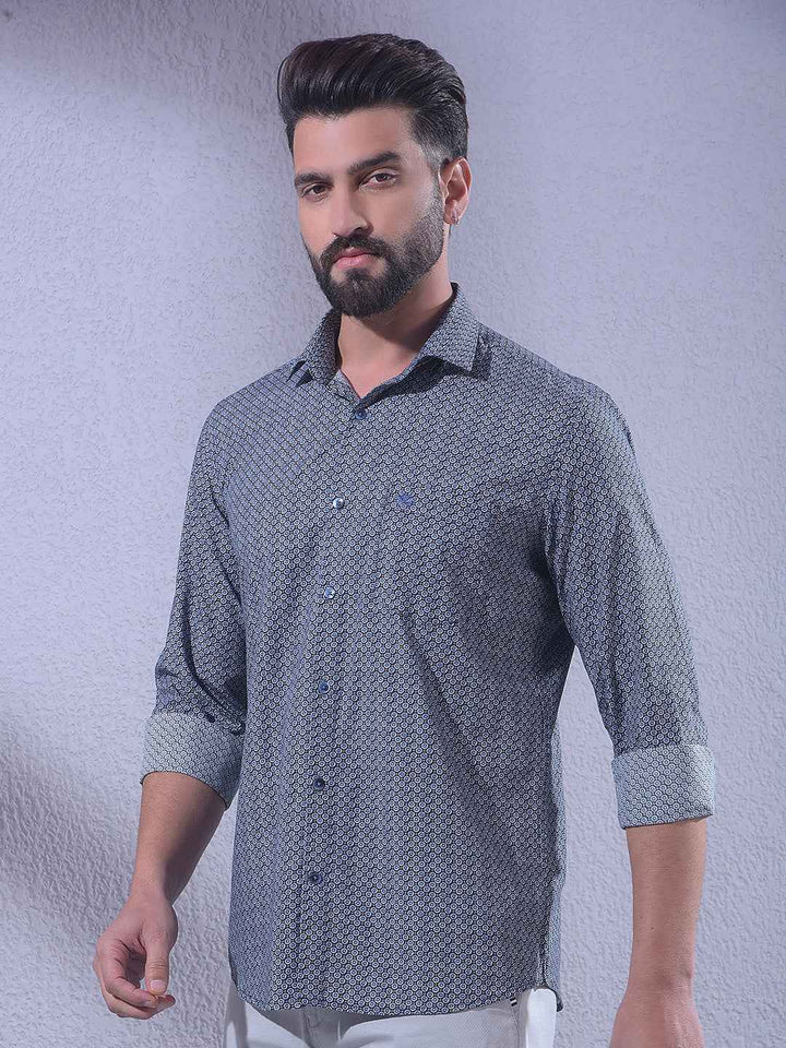 Blue Printed Modal Shirt