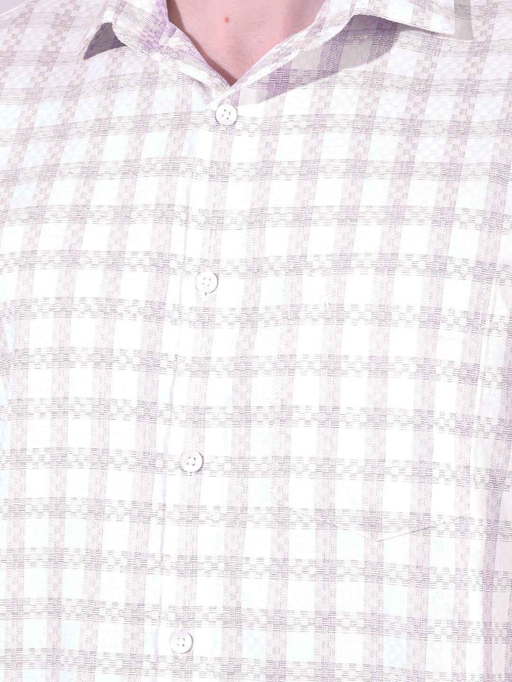 Brown Checked 100% Cotton Shirt