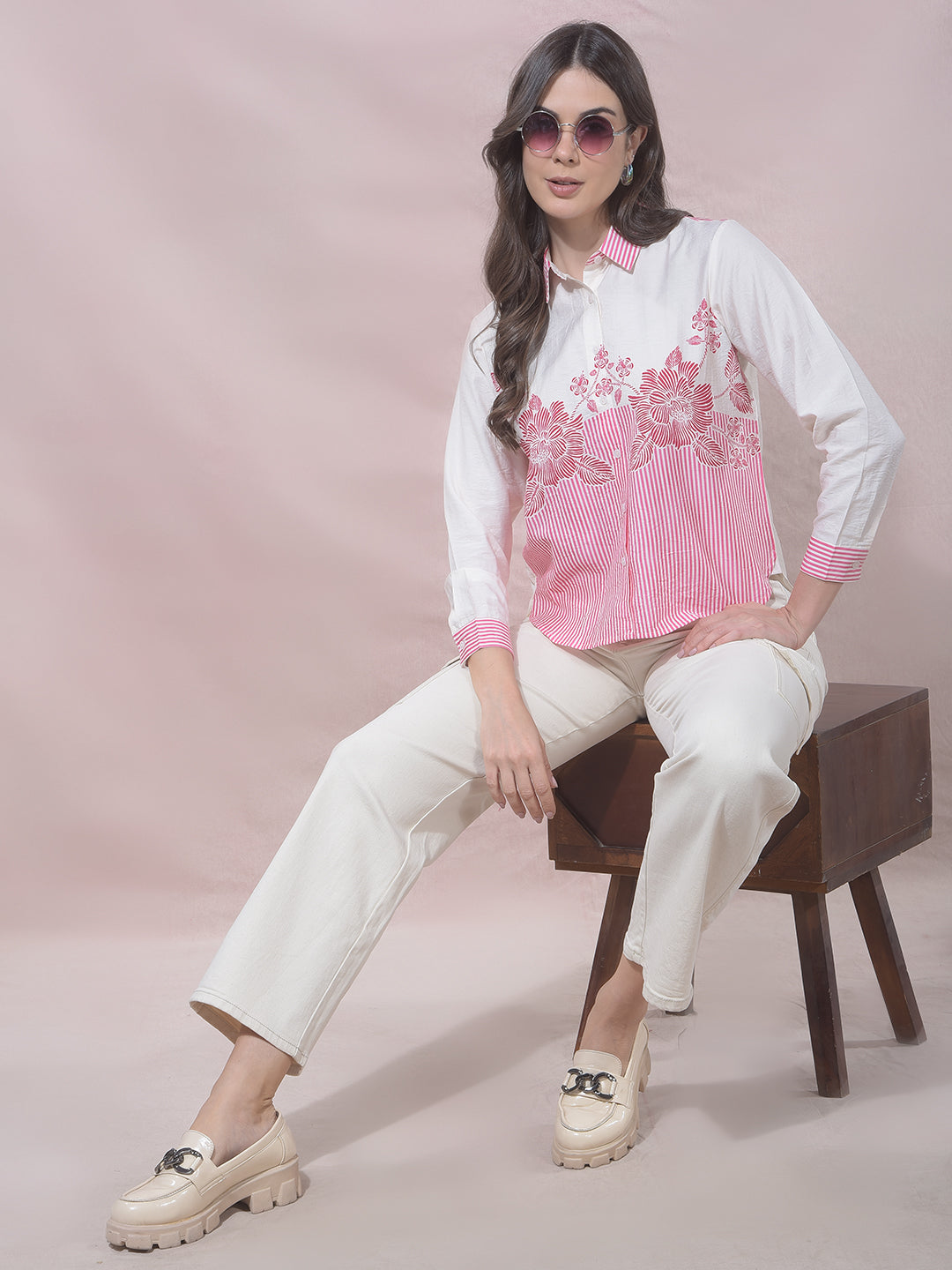 Pink Floral Print Shirt