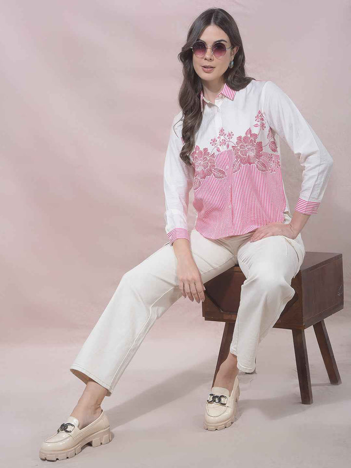 Pink Floral Print Shirt
