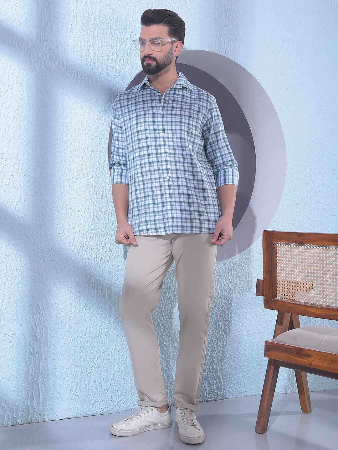 Beige Dobby Trousers