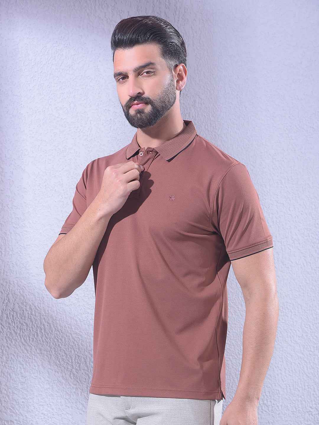 Brown Polo Neck T-Shirt