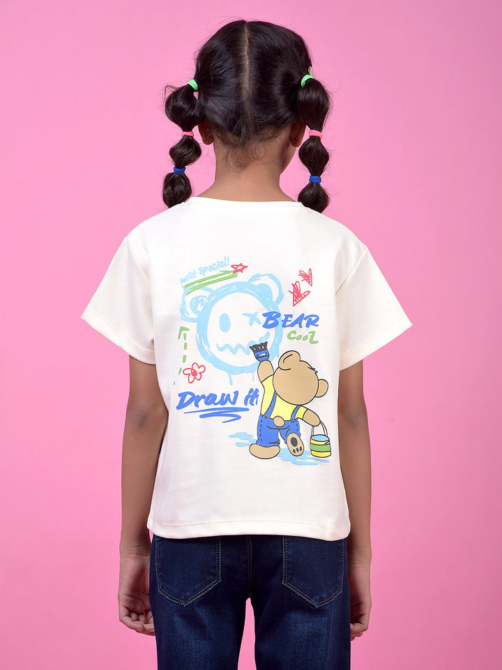 Cream Graphic Print T-Shirt