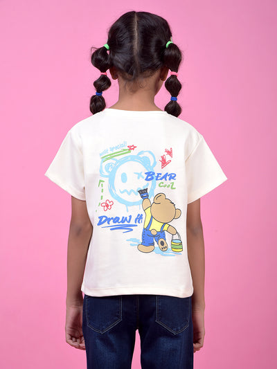 Cream Graphic Print T-Shirt