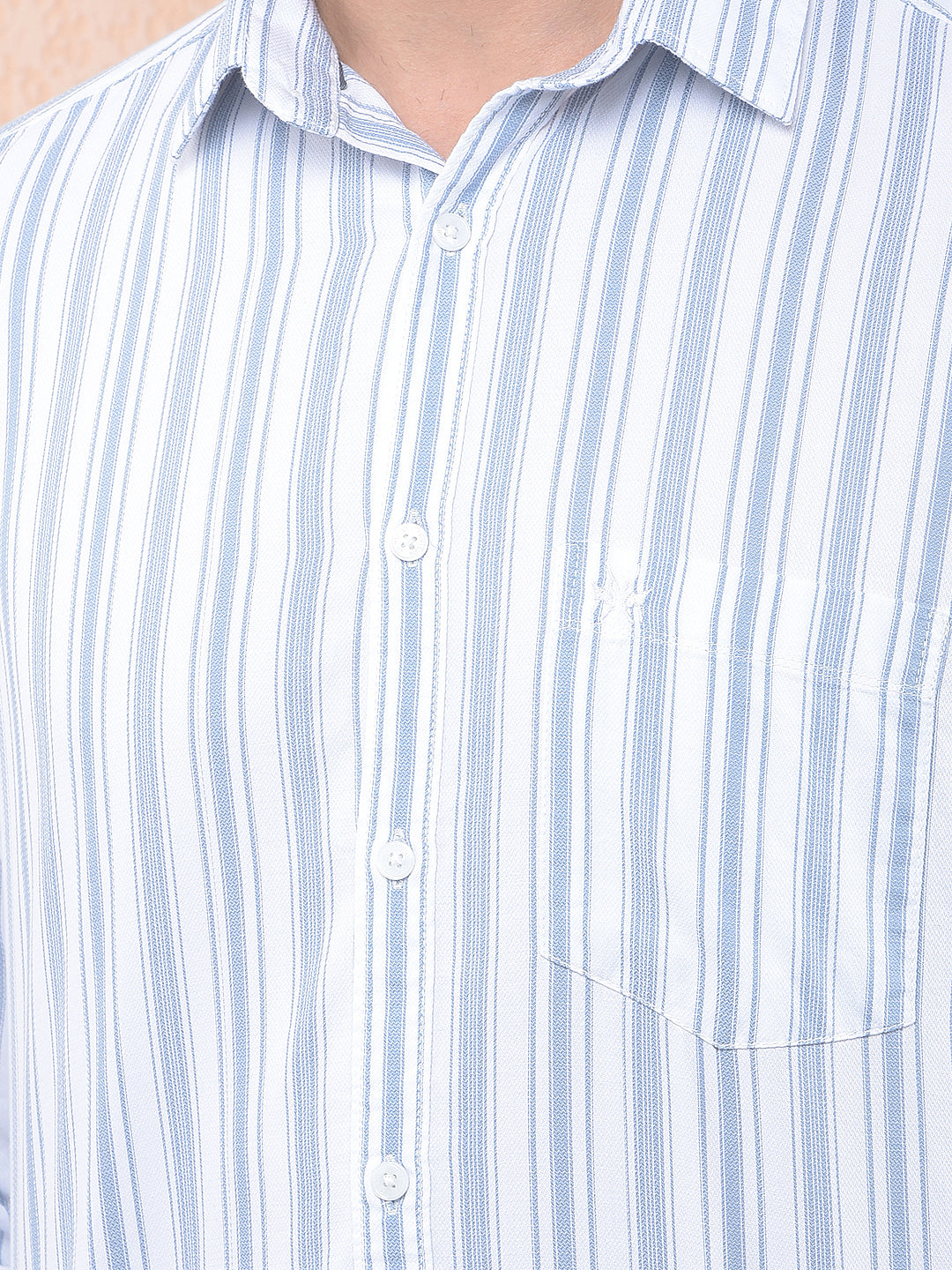 Blue Vertical Stripes 100% Cotton Shirt