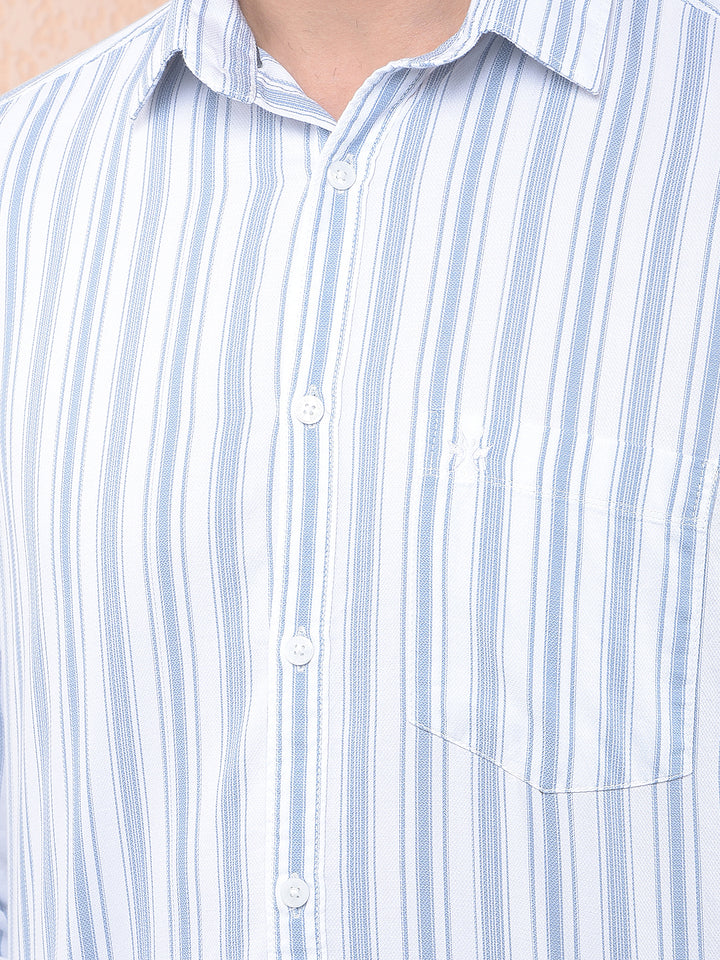 Blue Vertical Stripes 100% Cotton Shirt