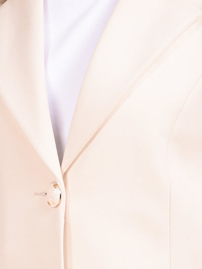 Cream Notched Lapel Single-Breasted Overcoat