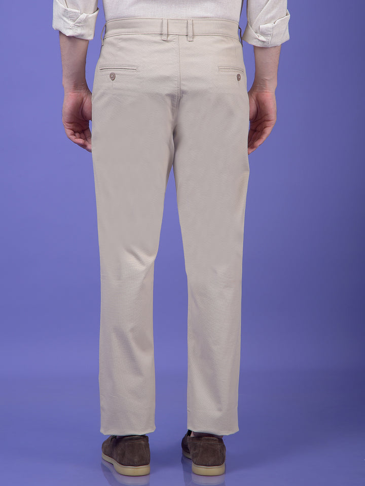 Beige Printed Trousers