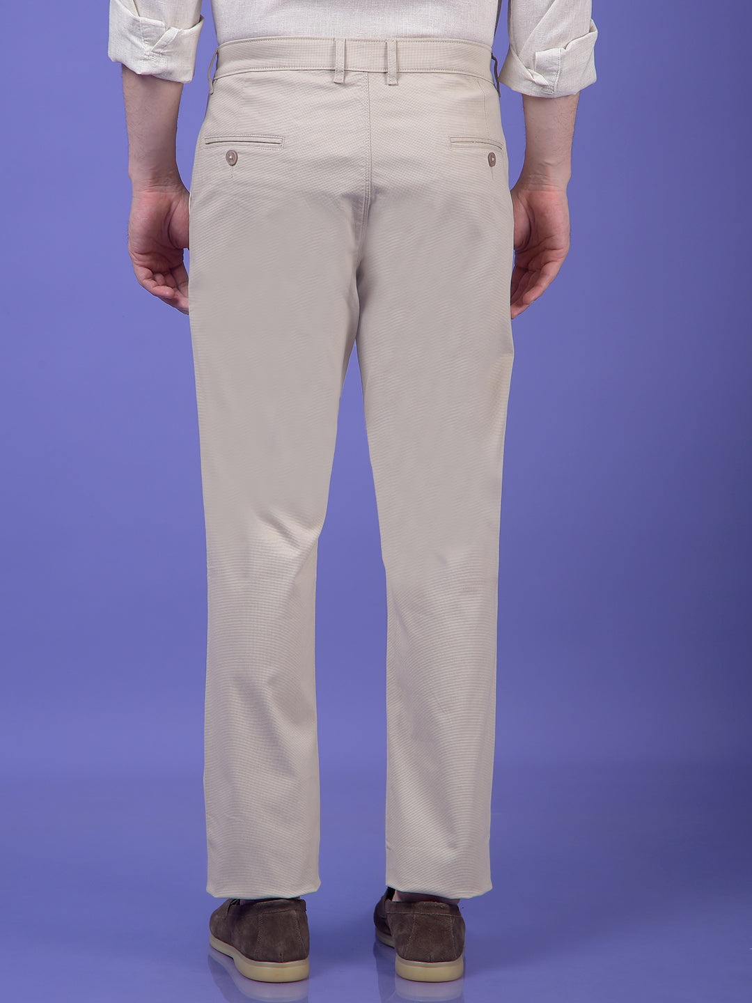 Beige Printed Trousers