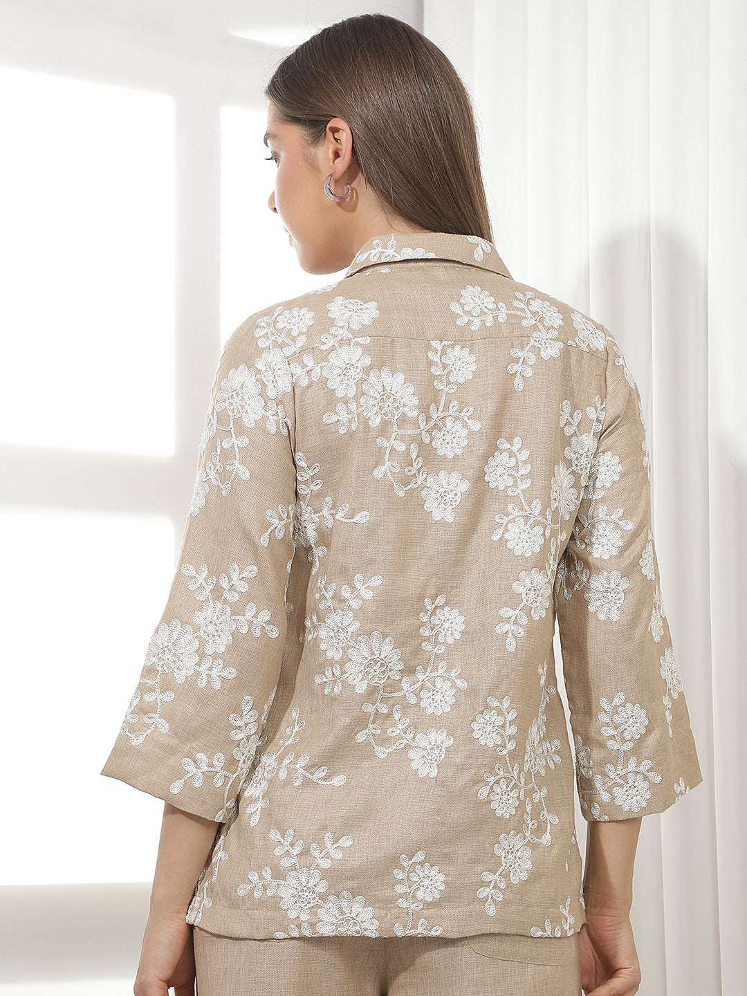 Signature Cream Beige Embroidered Shirt
