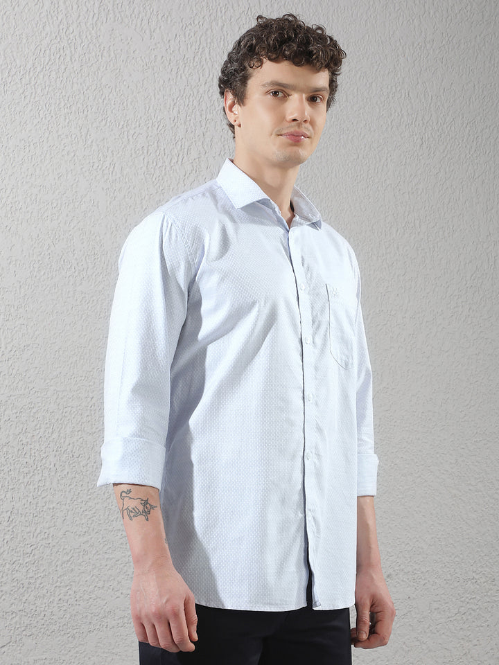 Minimalist Sapphire Blue Jacquard Shirt
