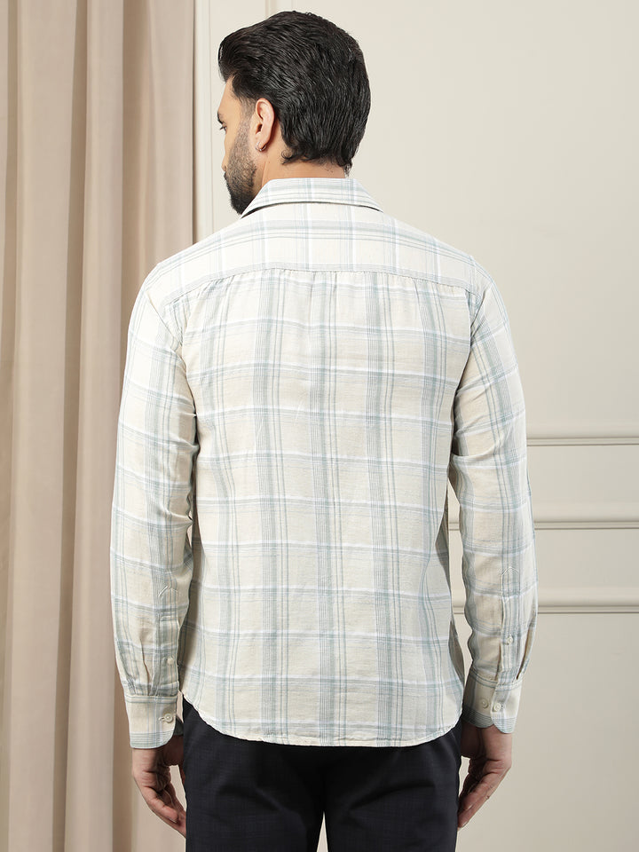 Green Linen Checked Shirt