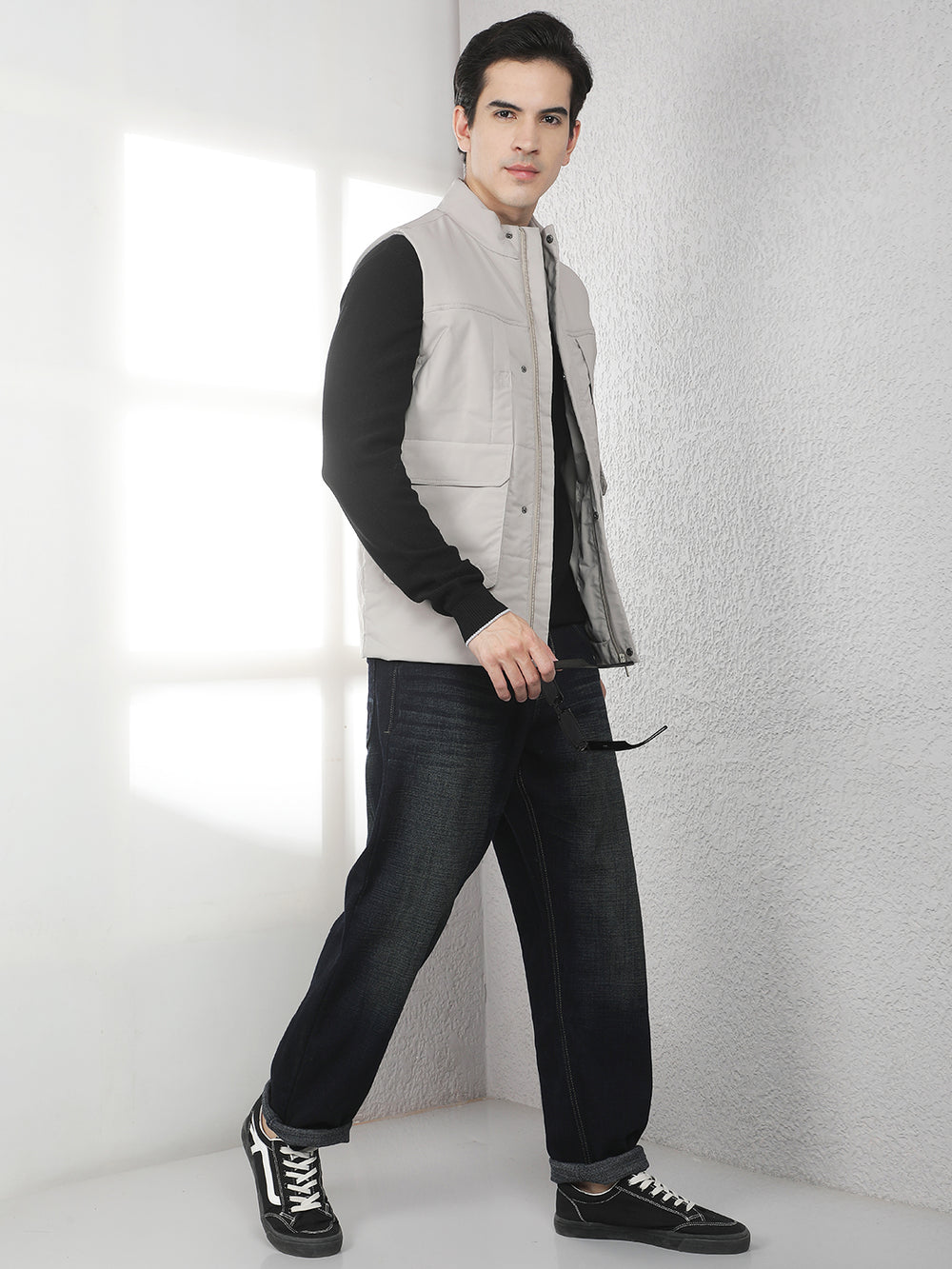Beige Utility Sleeveless Jacket