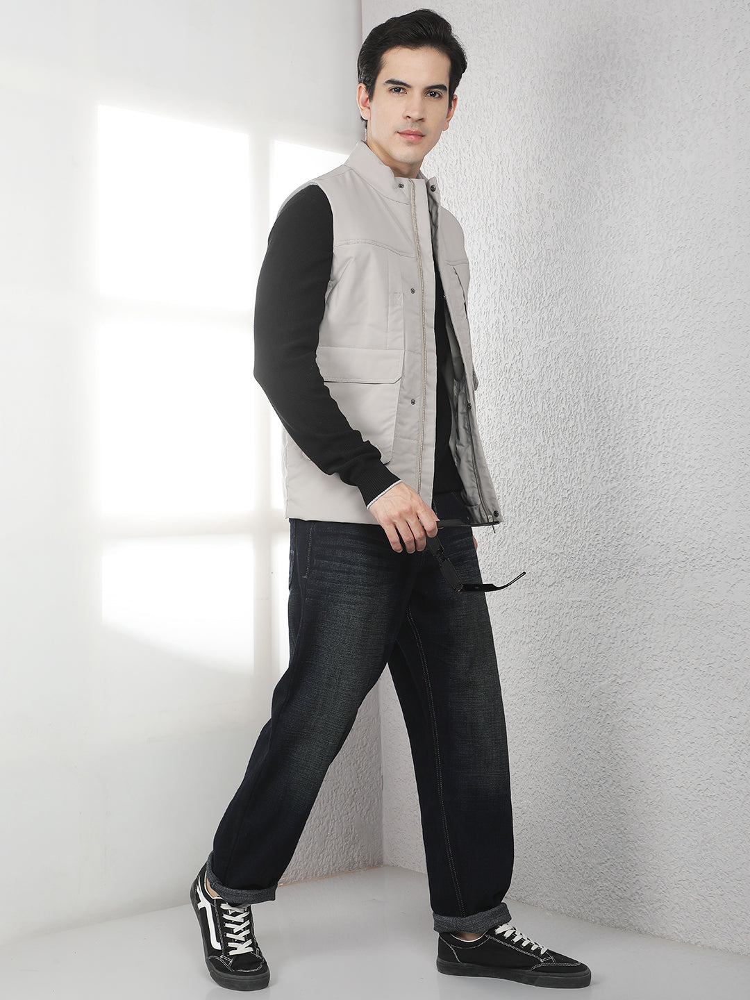 Beige Utility Sleeveless Jacket