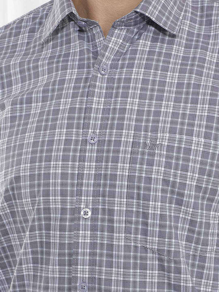 Purple Checked 100% Cotton Shirt