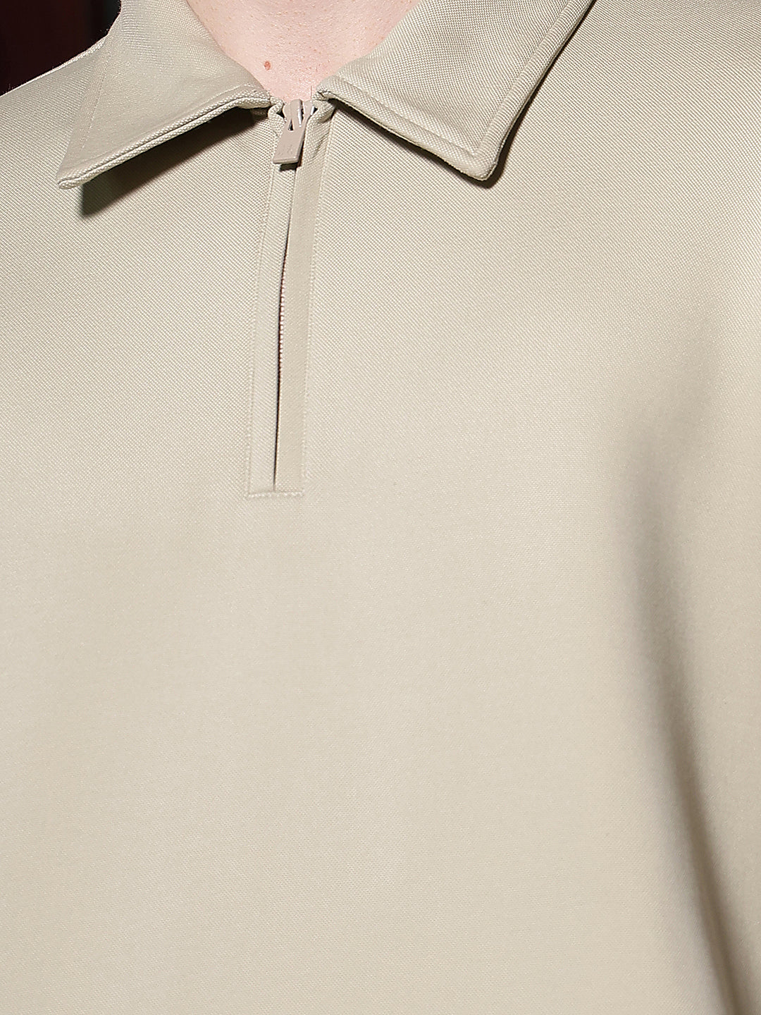 Beige Front Open Sweatshirt