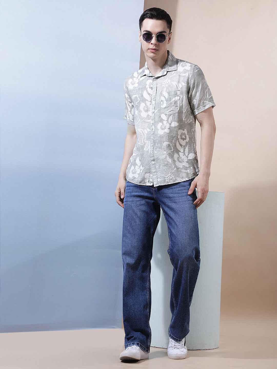 Green Floral Printed Shirt