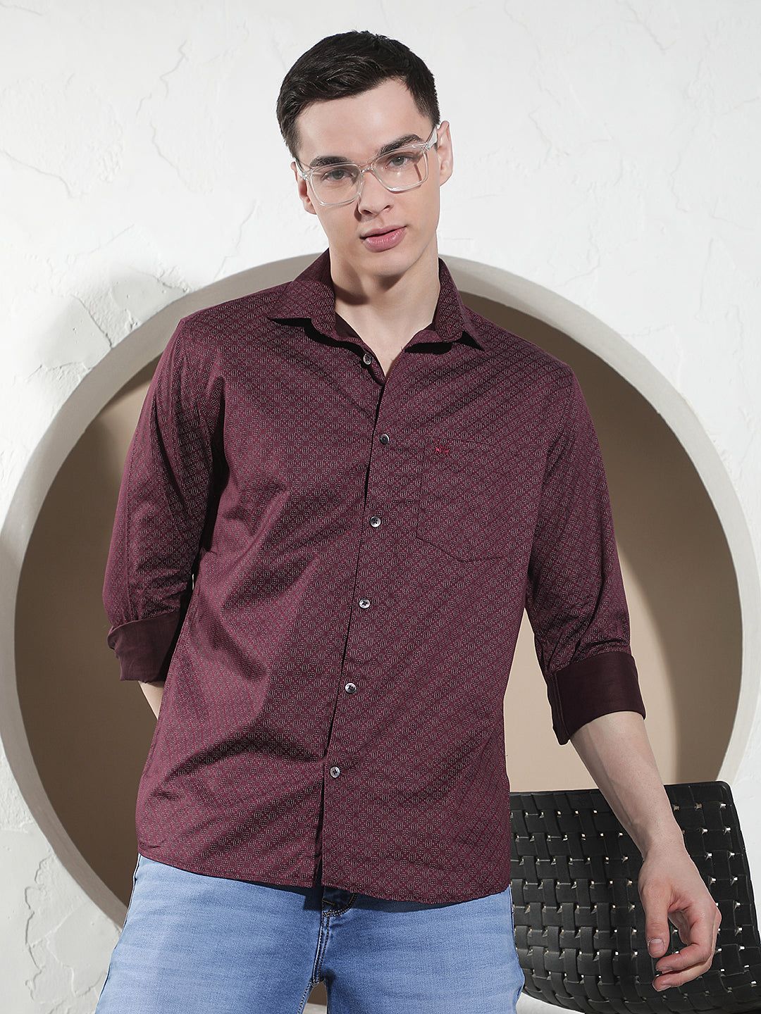 Luxe Deep Maroon Printed Shirt