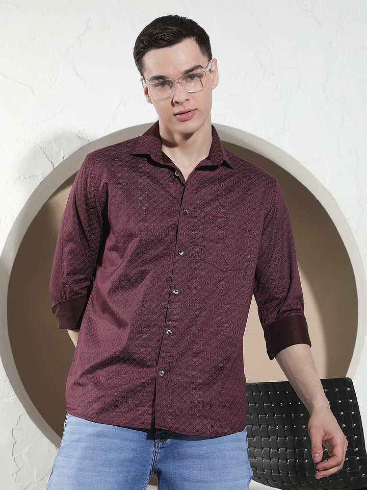 Luxe Deep Maroon Printed Shirt