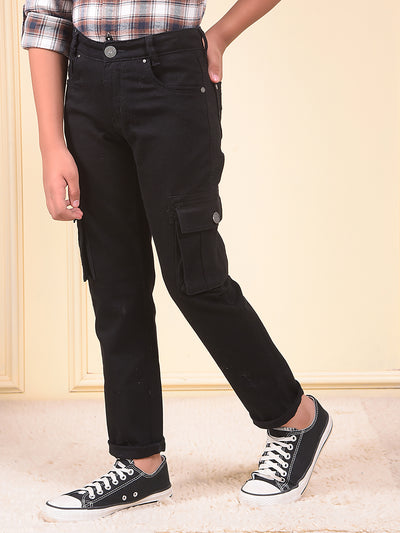 Black Straight Cargo Jeans