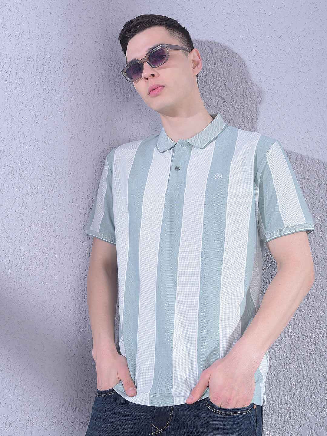 Green Vertical Striped T-Shirt