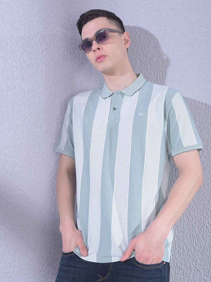 Green Vertical Striped T-Shirt