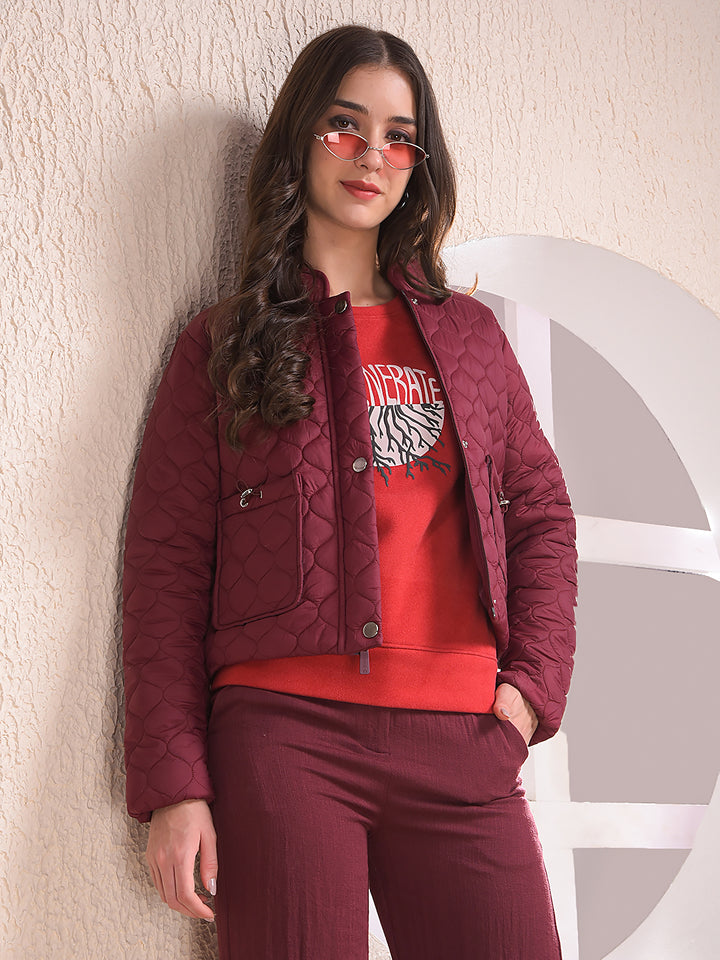 Radiant Maroon Quilted Jacket