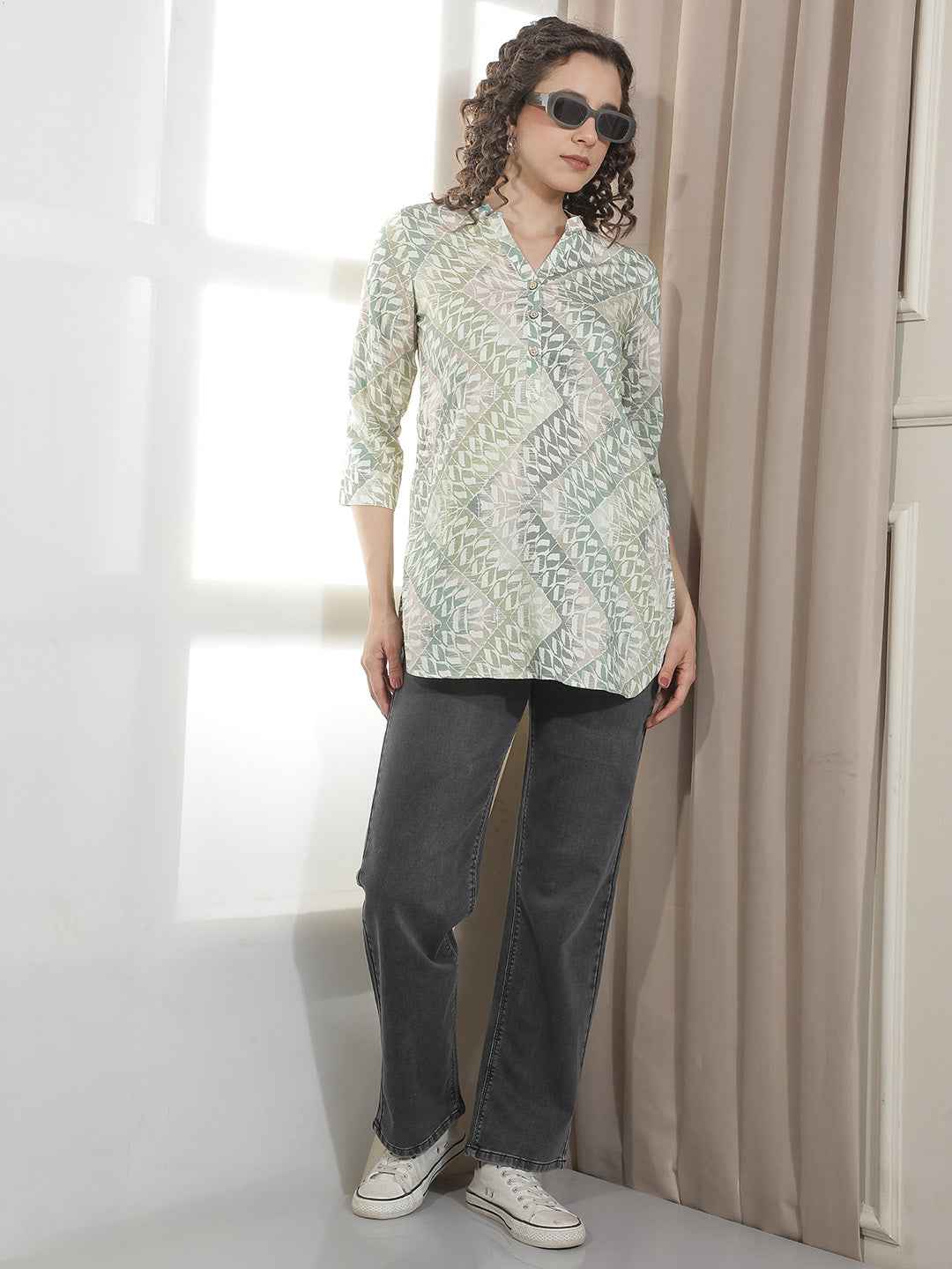 Green Abstract Printed Top