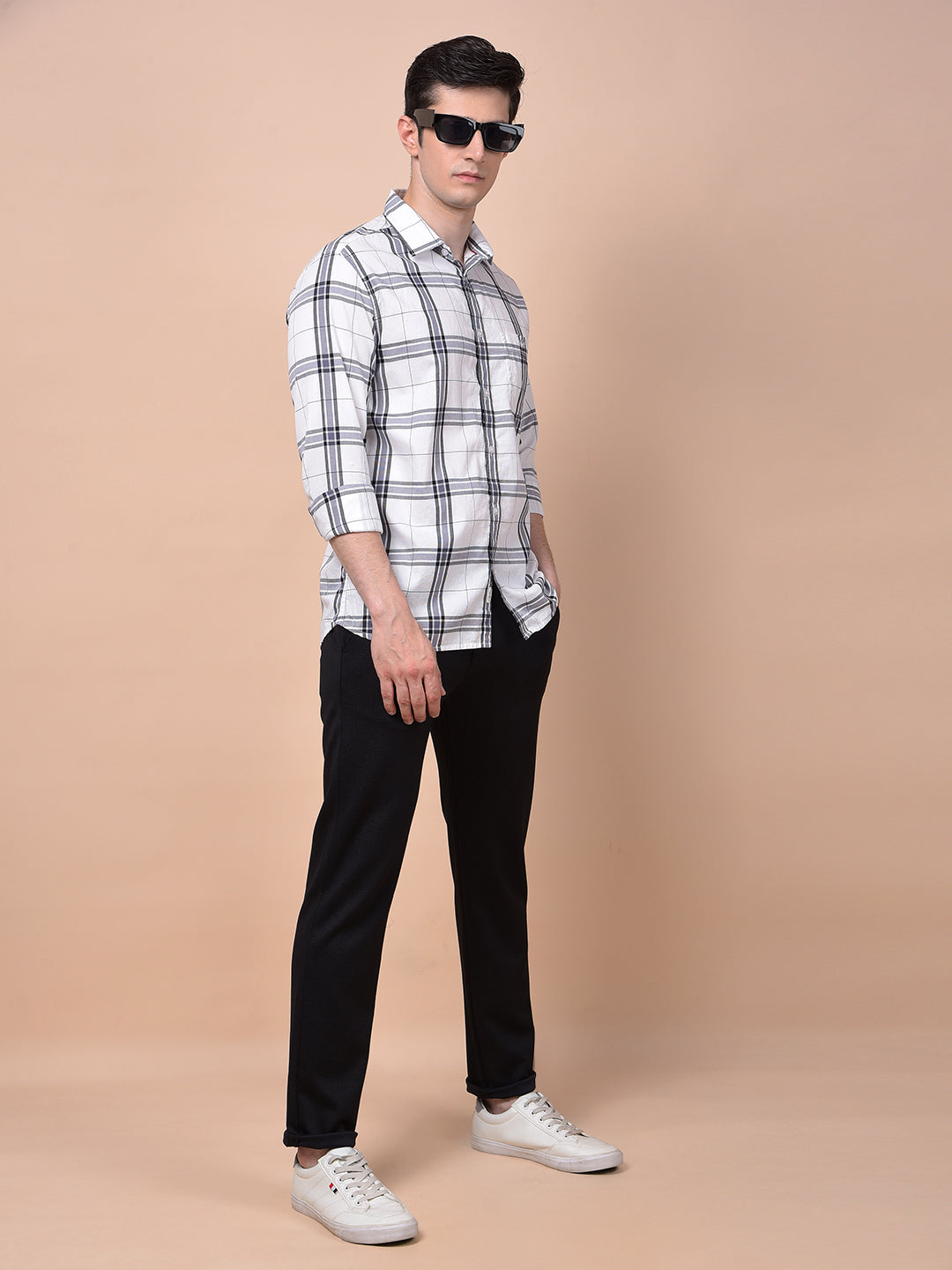 White Checked 100% Cotton Shirt
