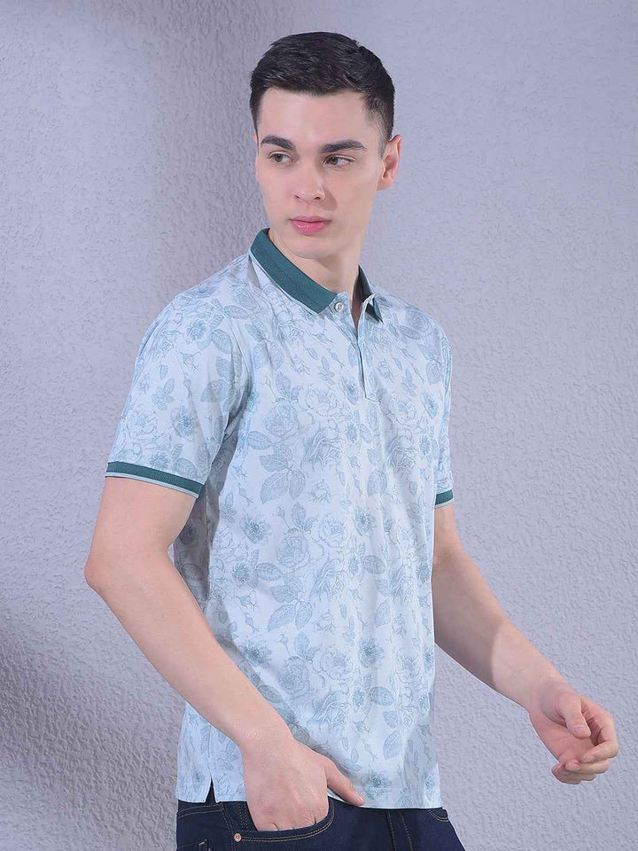 Blue Floral Print T-Shirt