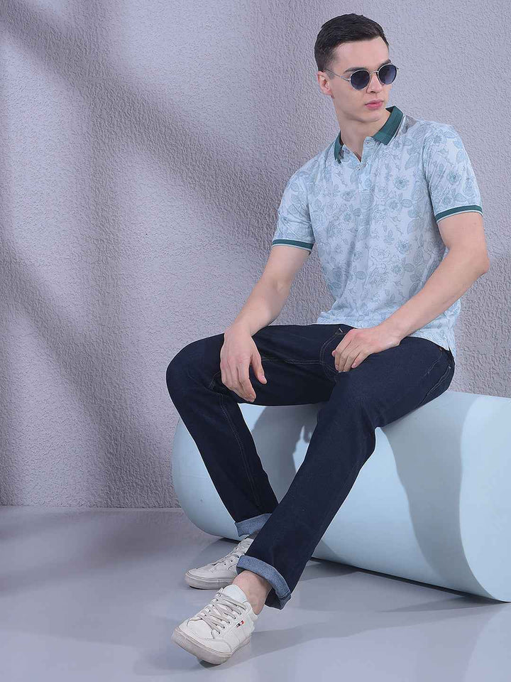Blue Floral Print T-Shirt