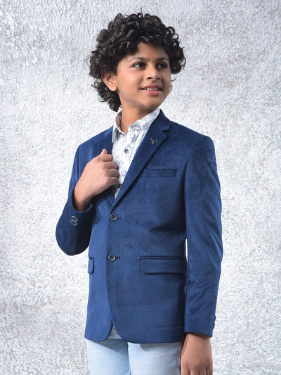 Blue Jacquard Single Breasted Blazer