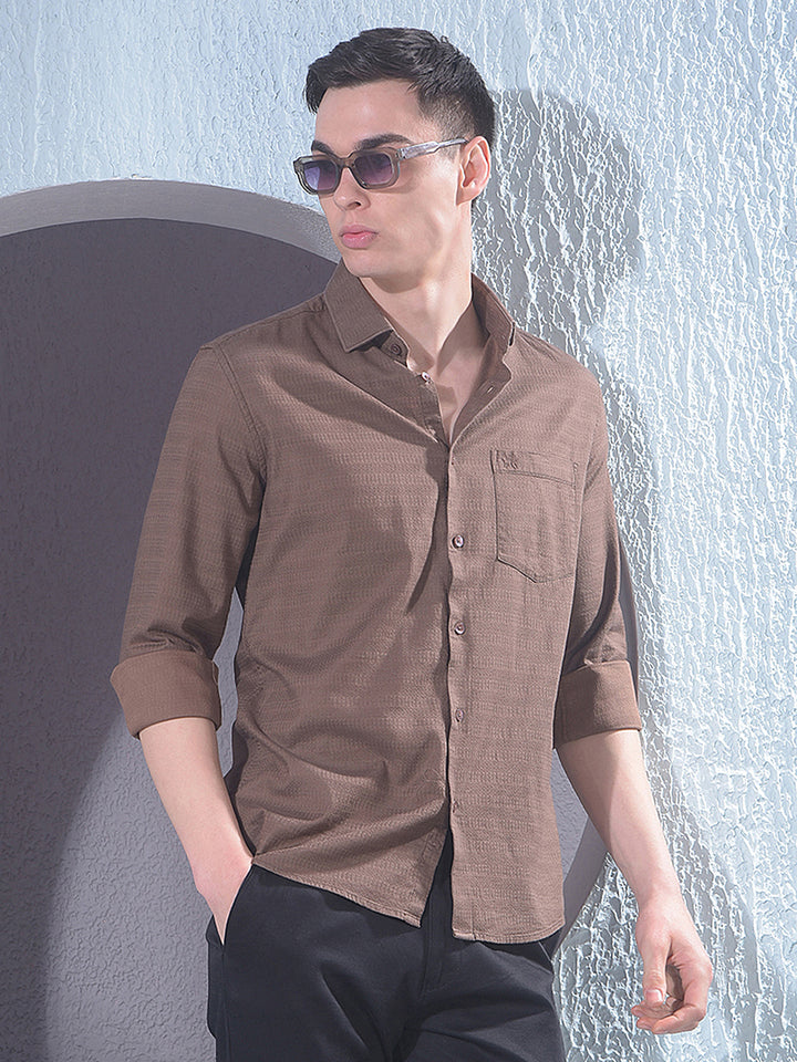Rich Brown Jacquard Shirt