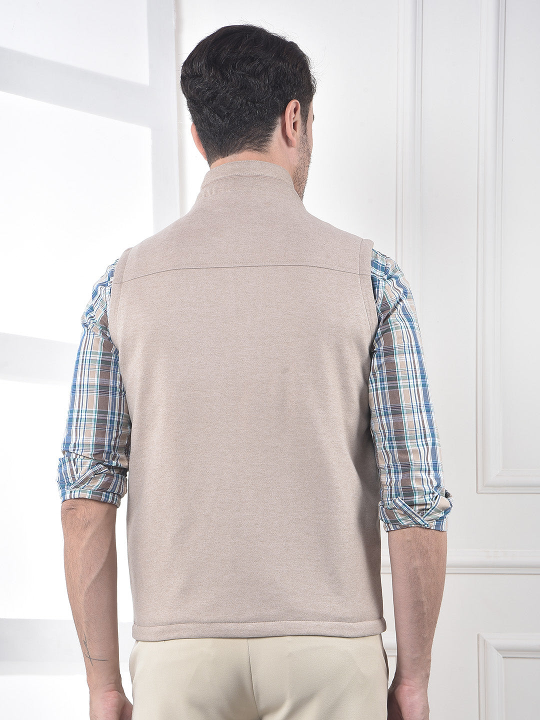 Beige Sleeveless Puffer Jacket
