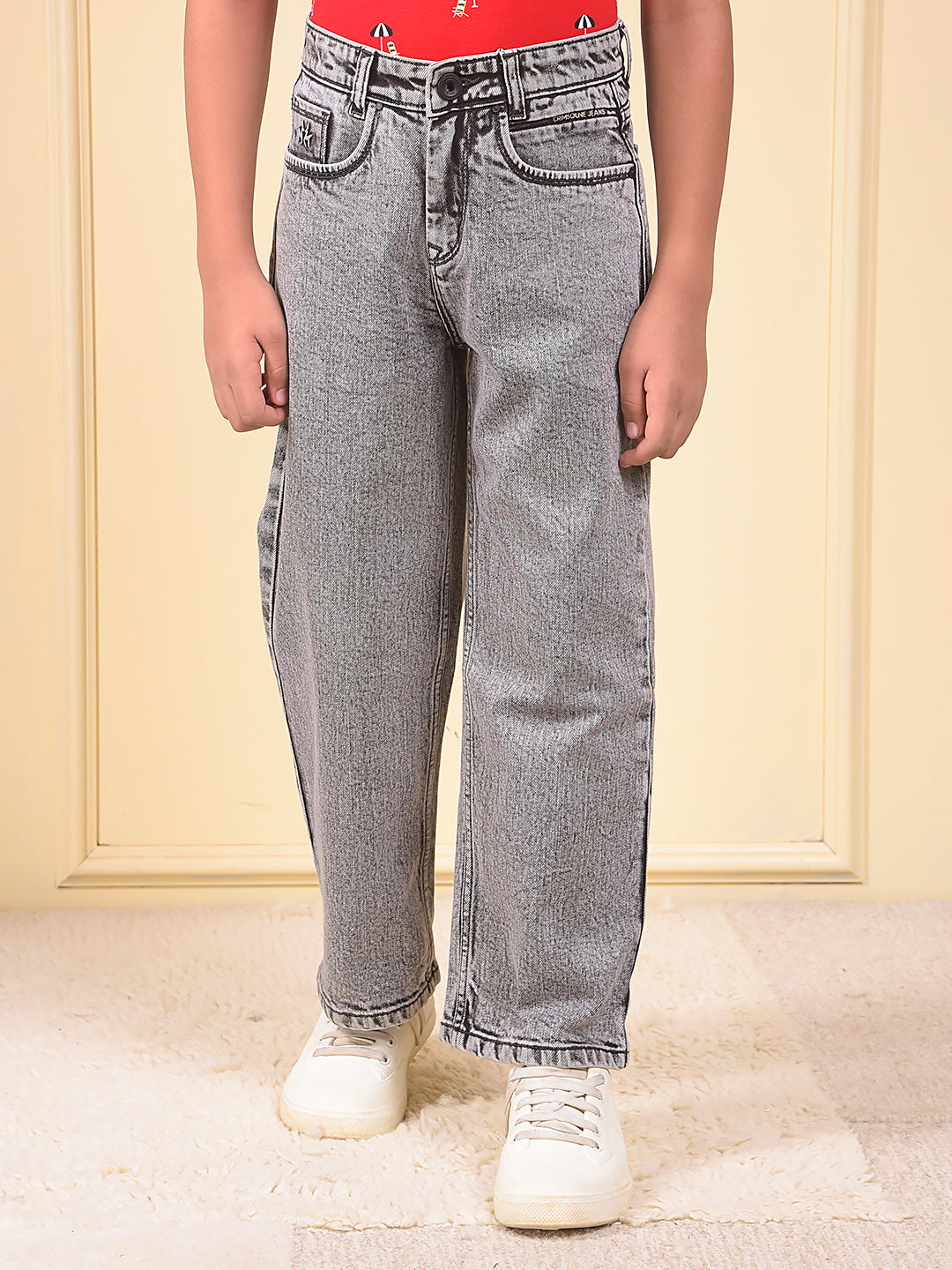 Grey Heavy-Fade Baggy Jeans