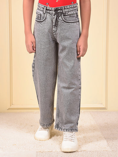 Grey Heavy-Fade Baggy Jeans