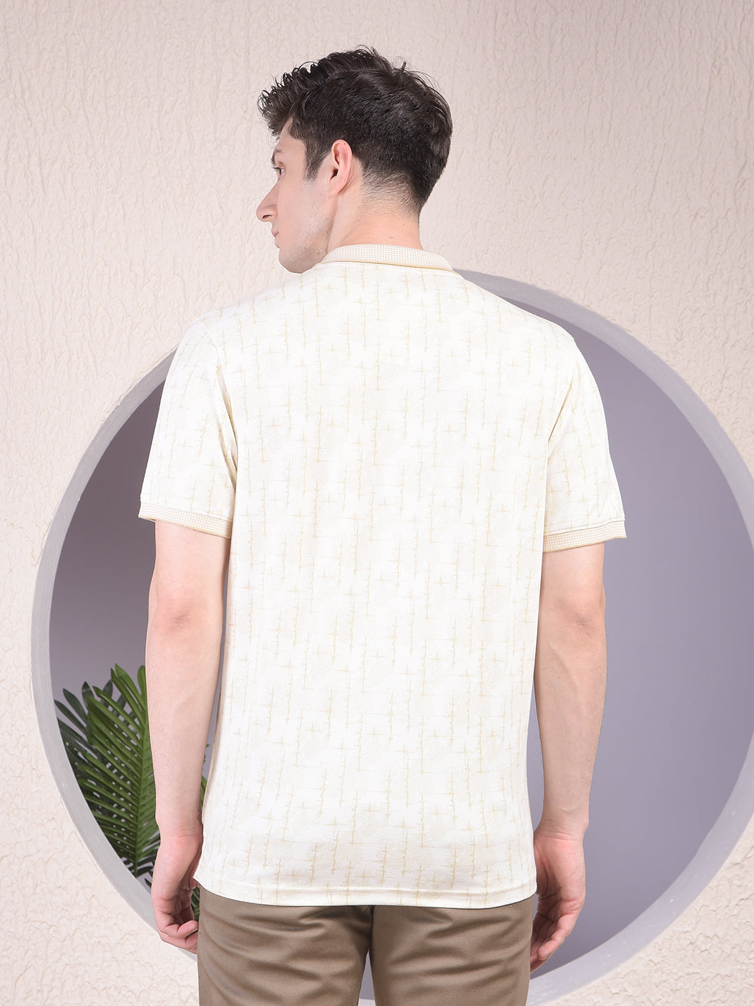 Green Printed Polo-Neck T-Shirt