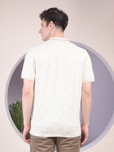 Green Printed Polo-Neck T-Shirt