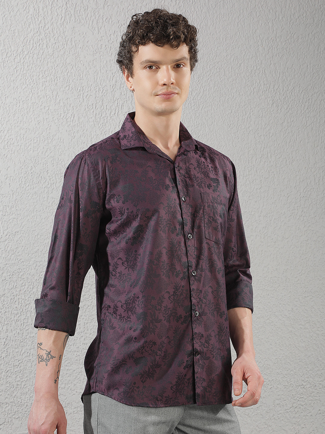 Purple Floral Print Shirt