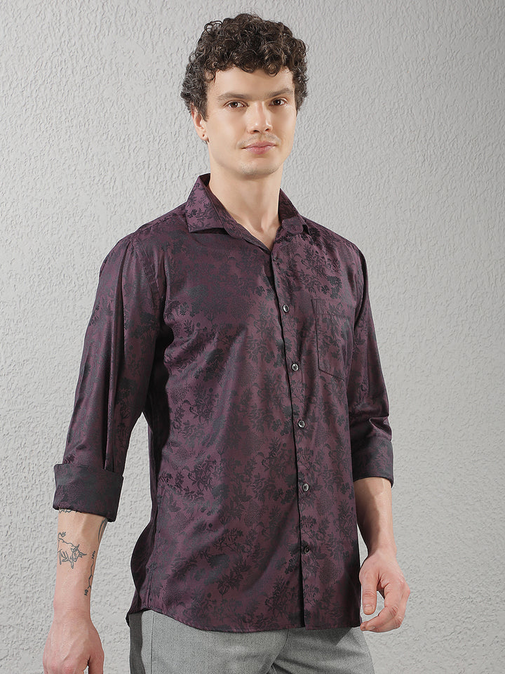 Purple Floral Print Shirt