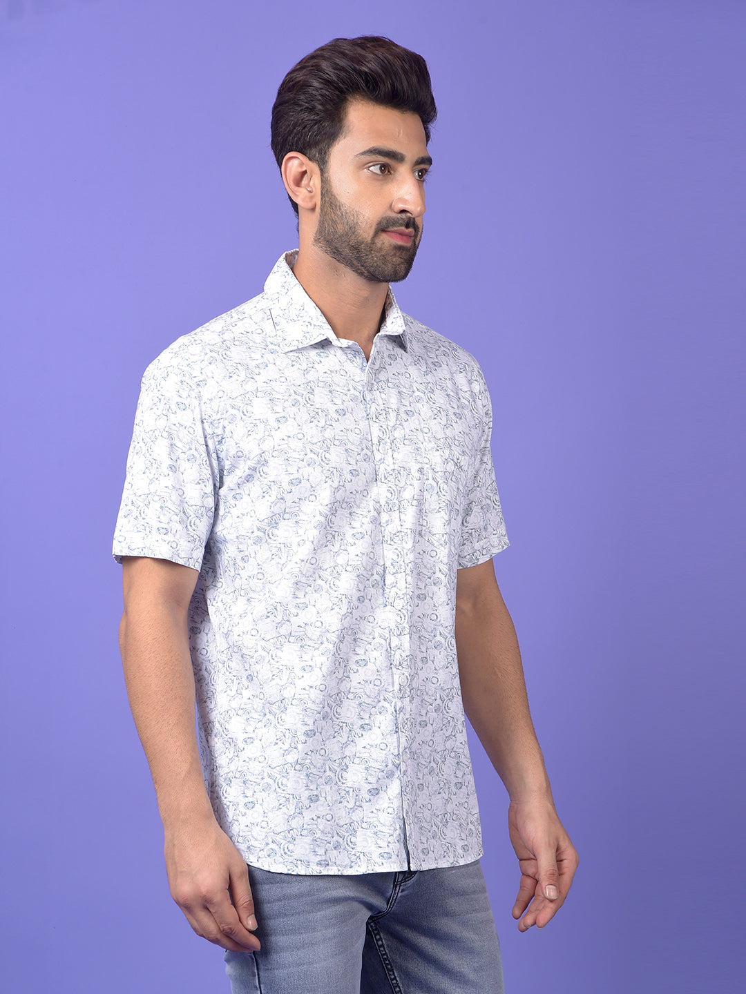 Blue Printed Modal Shirt