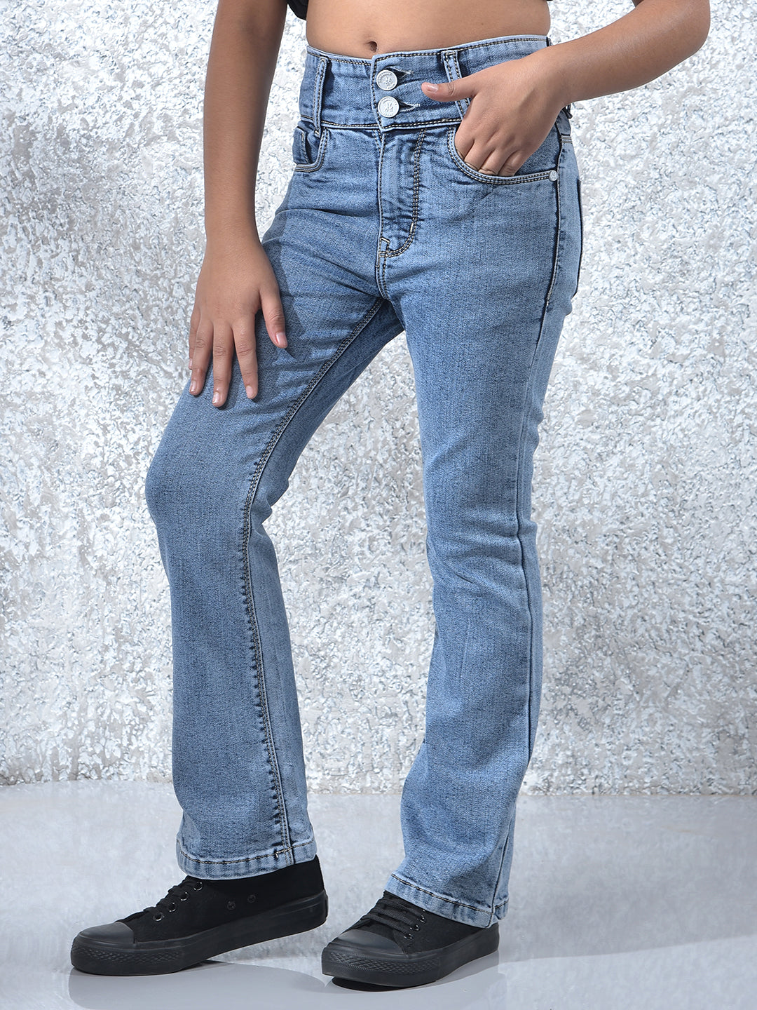 Blue Bootcut High Waist Jeans