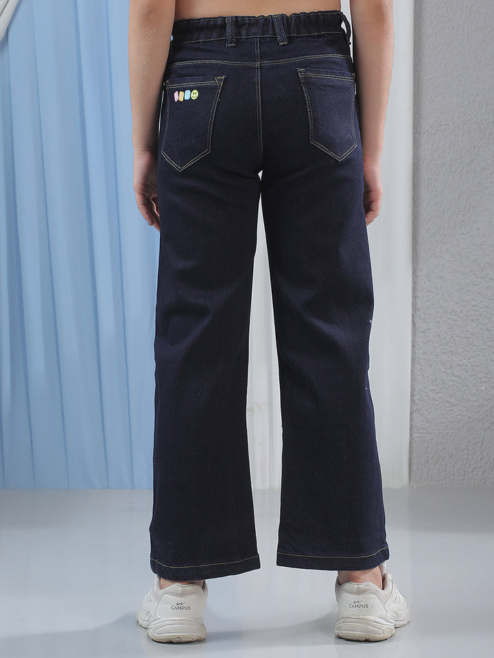 Blue Wide Leg Stretchable Jeans