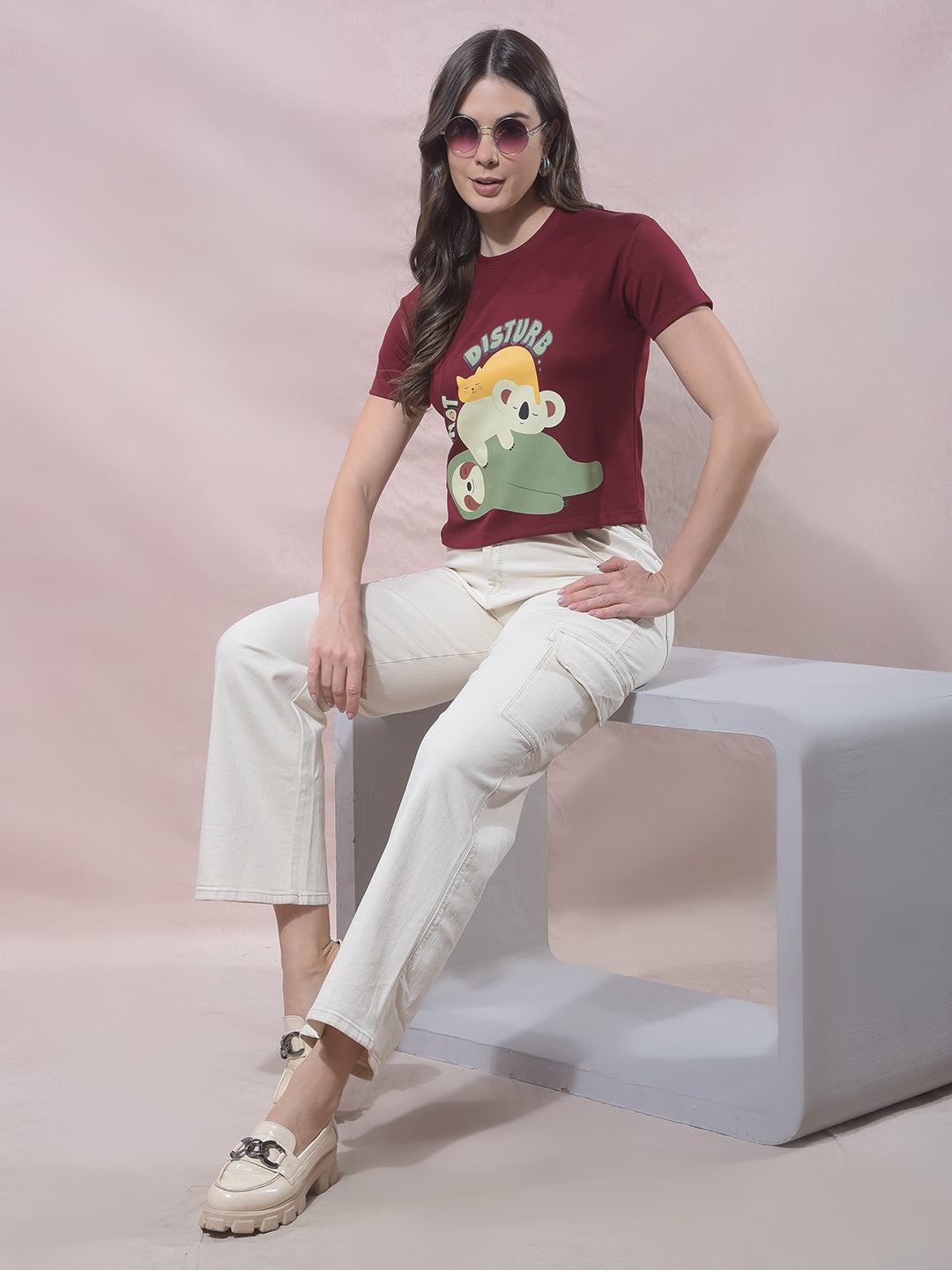 Maroon Graphic Print T-Shirt