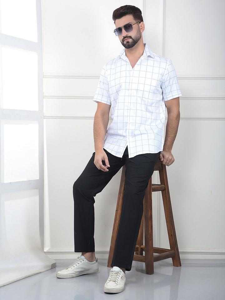 White Checked 100% Cotton Shirt