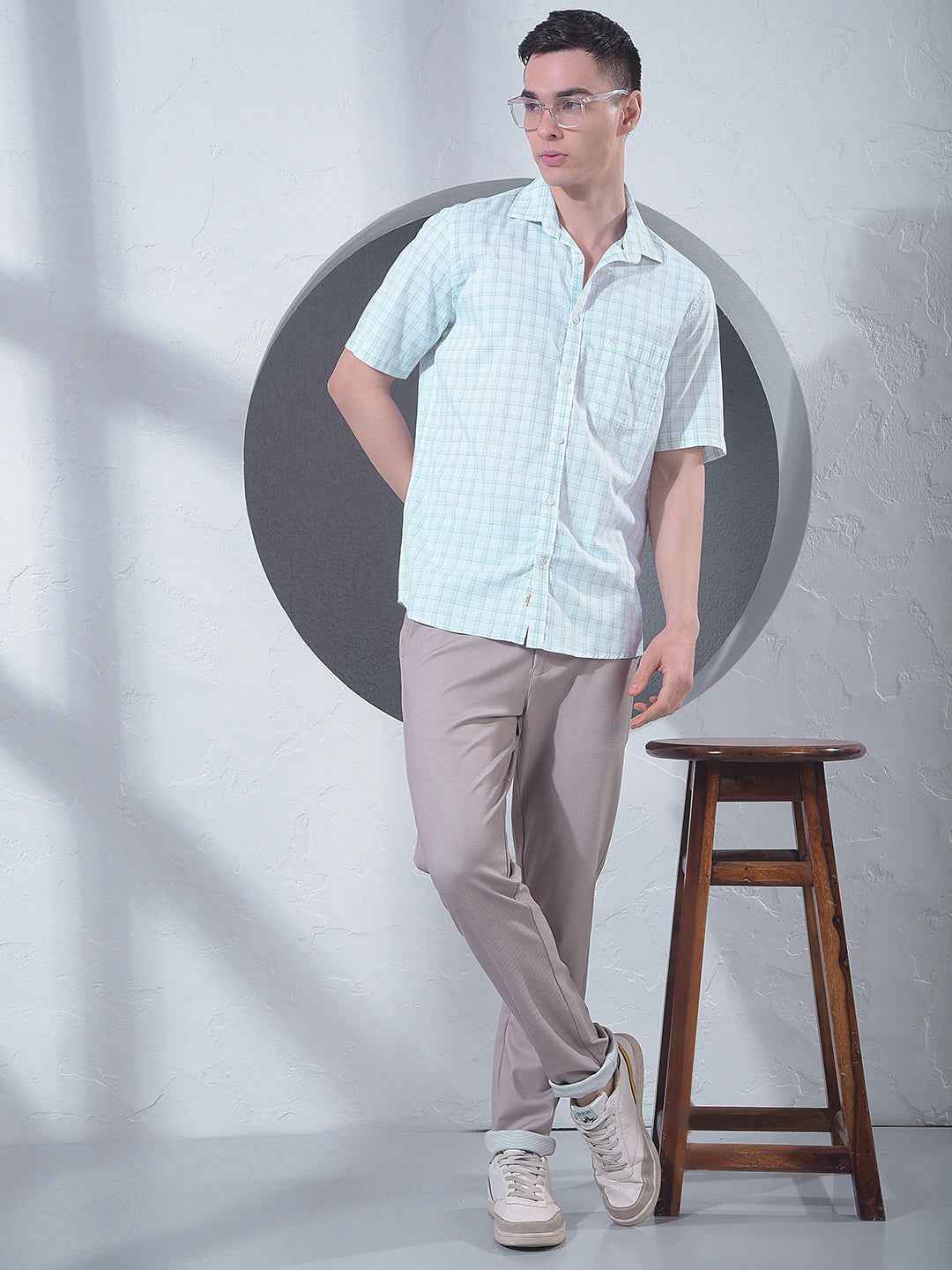 Green Checked 100% Cotton Shirt