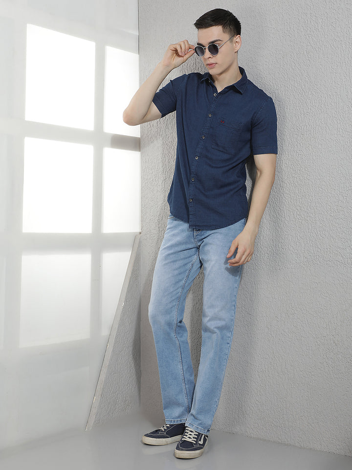 Blue 100% Cotton Denim Shirt
